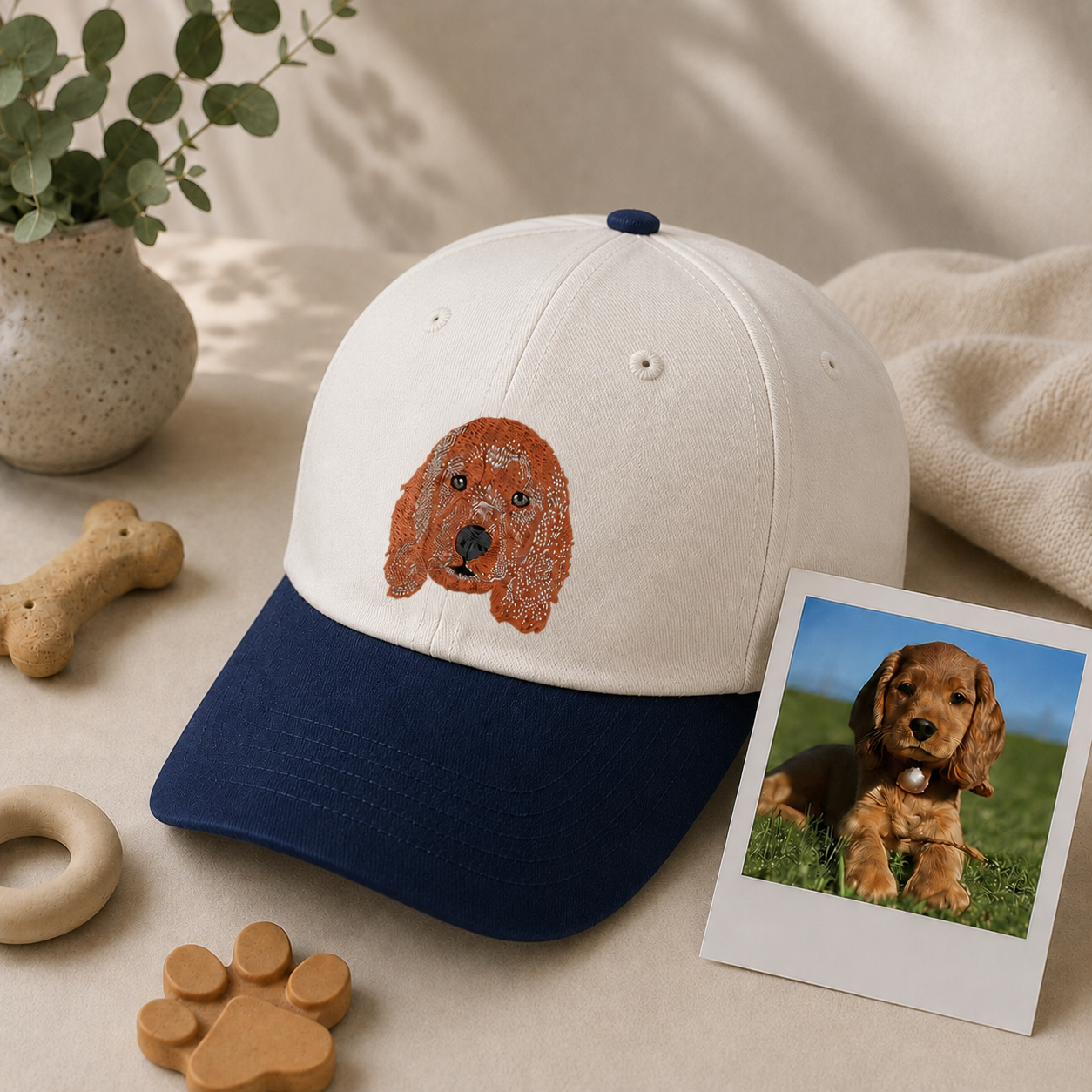 Custom Pet Photo Embroidered Hat with Name, Personalized Dog & Cat Portrait Cap, Pet Lover Gift, Pet Mom Gift, Pet Dad Gift