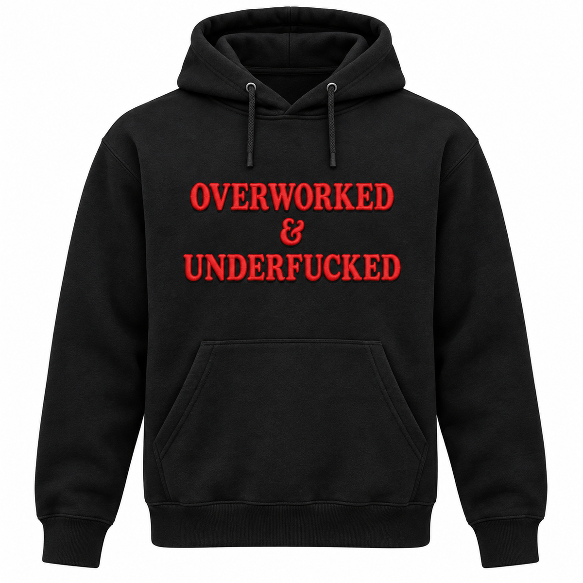 Overworked & Underfucked Embroidered Sweatshirt – Funny Adult Humor Crewneck, Sarcastic Work Life Gift