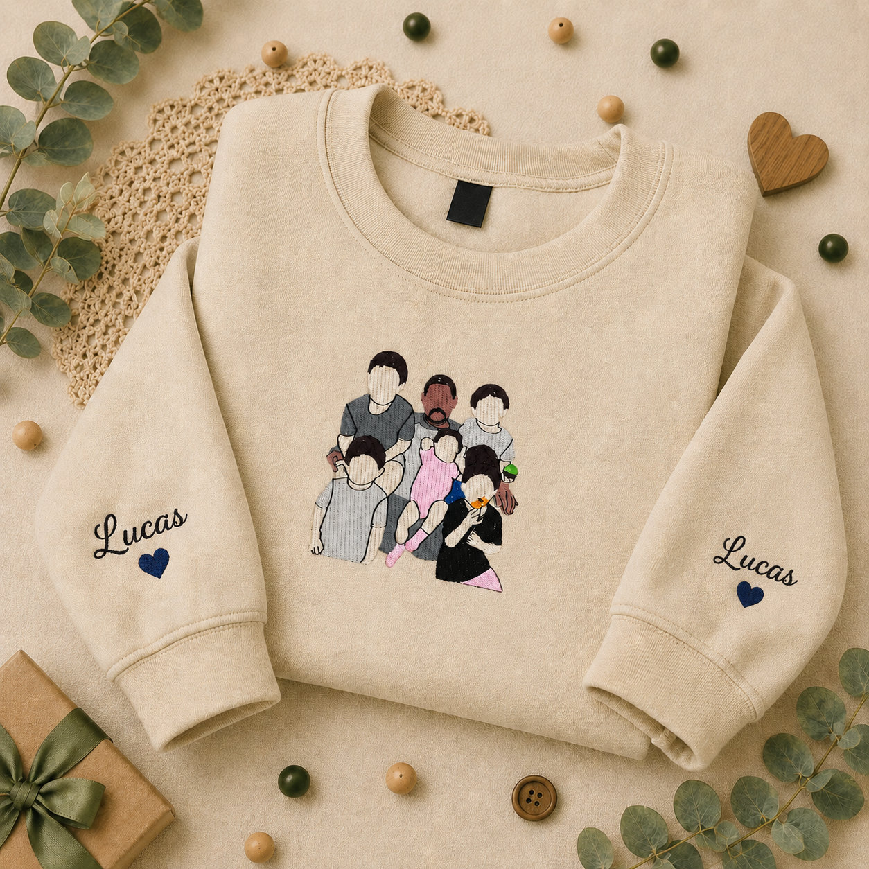 Father's Day Custom Photo Embroidered Hoodie or Sweatshirt – Personalized Gift for Dad and Grandpa