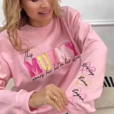 Personalized Heart On Sleeve Embroidered Sweatshirt | A Thoughtful Gift For Mum & Grandma