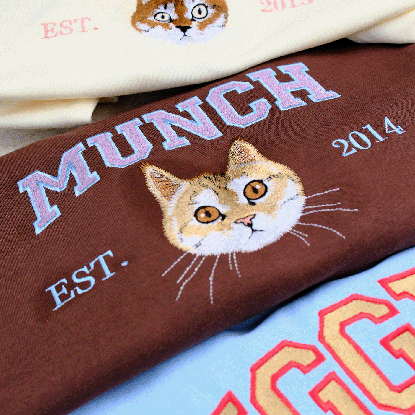 Personalized Embroidered Sweatshirt with Pet Portraits and Names